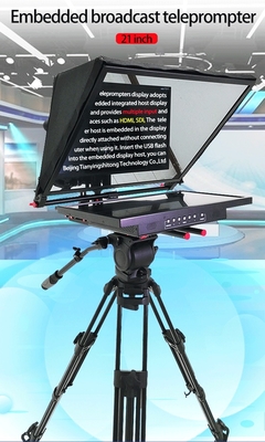 24 pulgadas de monitor de estudio integrado en la computadora Teleprompter de grado de transmisión con trípode Caster