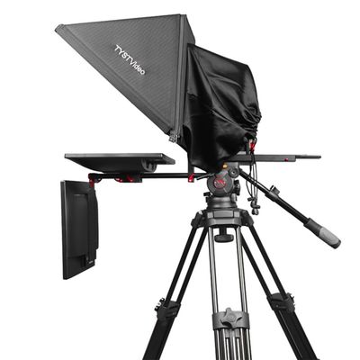TS-T110/24D 24 pulgadas de doble pantalla de transmisión en vivo de auto-comprobación de la pantalla del caster PTZ trípode remoto inalámbrico Teleprompter