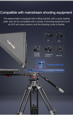 Teleprompter portátil de estudio de 24 pulgadas para interiores o exteriores con trípode de caster y vidrio templado