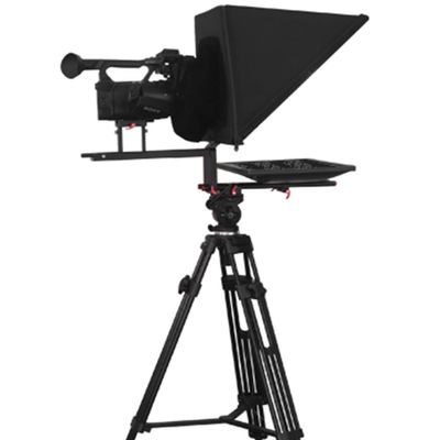 TS-200P Studio Teleprompter de monitoreo con espejo único con caster y control remoto inalámbrico