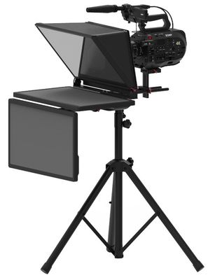 TS2000 Teleprompter civil de doble pantalla con diseño de tela de metal negro y nylon de 20 pulgadas