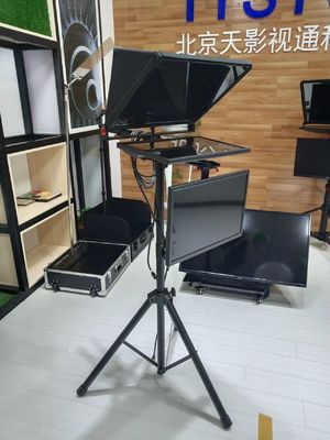 TS2000 Teleprompter civil de doble pantalla con diseño de tela de metal negro y nylon de 20 pulgadas