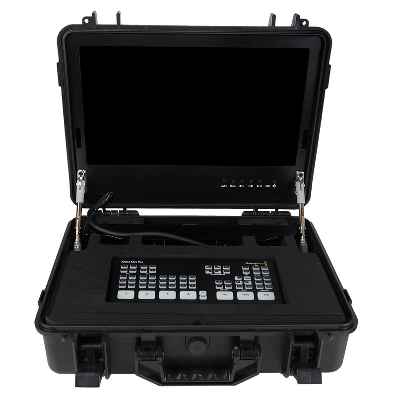 Conmutadores de la serie ATEM SDI Cuadro de protección con monitor de 15,6 pulgadas
